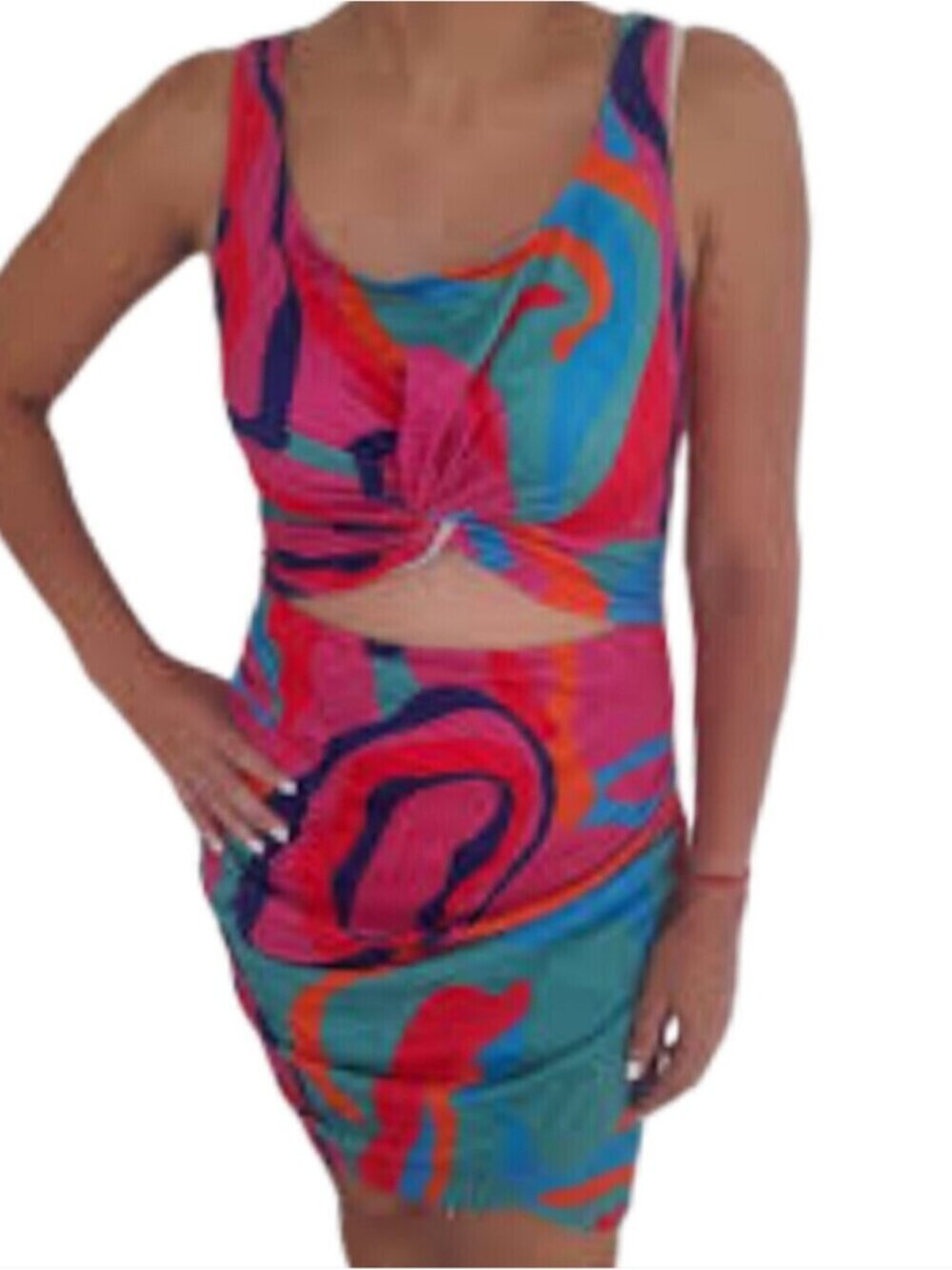 × Colorful Twisted-Front Dress Women's Size XLarge